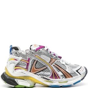 Balenciaga Silver and White Sneakers with Multicolor Accents